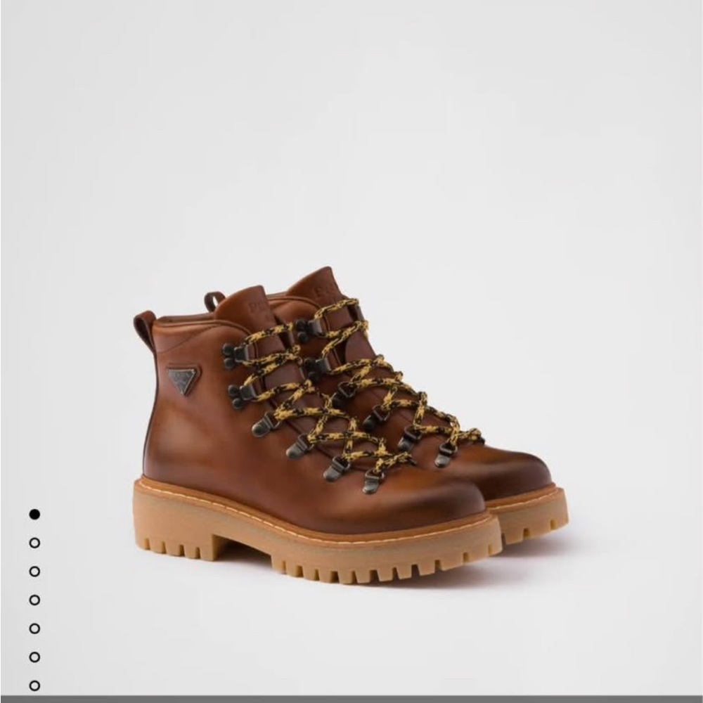 Brown Leather Lace-Up Boots